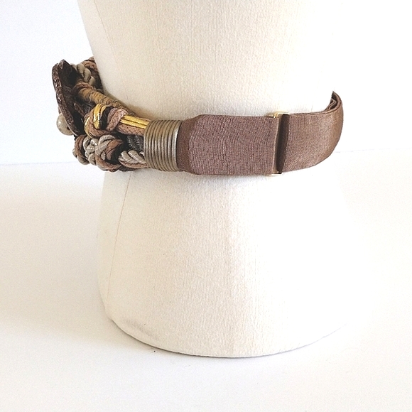 80s Carolyn Tanner Designs Beaded Braided Rope Wide Adjustable Belt main image 7